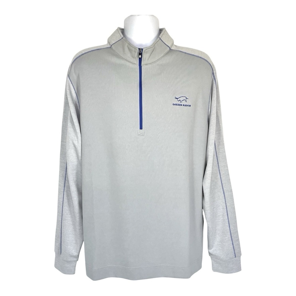 FootJoy Gozzer Ranch Golf 1/2 Zip Pullover Men's XL Gray Blue NWT